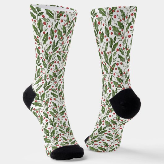 Weihnachtsthema Holly, Mistletoe, Berries Muster Socken (Gewinkelt)