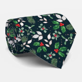 Weihnachtsthema Holly, Mistletoe, Rote Berries Krawatte (Gerollt)