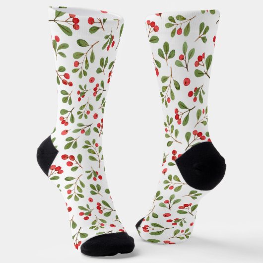 Weihnachtsthema Holly, Mistletoe und Berries Socken (Gewinkelt)