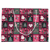 Weihnachtsthema Lila und rosa Frohe Weihnachten Große Geschenktüte (Rückseite)