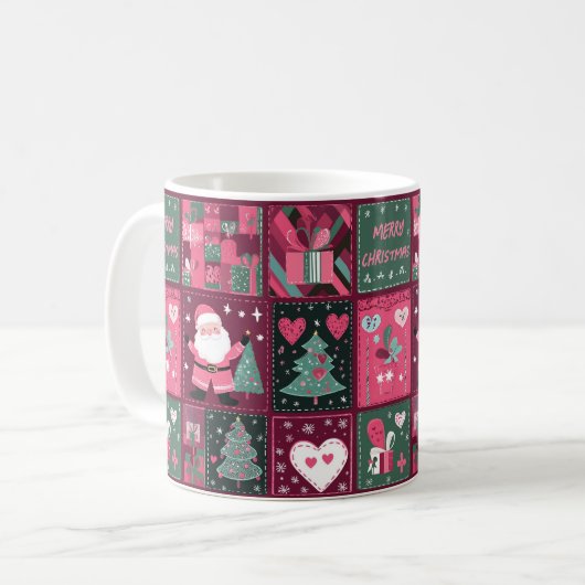 Weihnachtsthema Lila und rosa Frohe Weihnachten Kaffeetasse (Vorderseite Links)