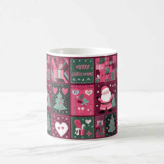 Weihnachtsthema Lila und rosa Frohe Weihnachten Kaffeetasse (Mittel)