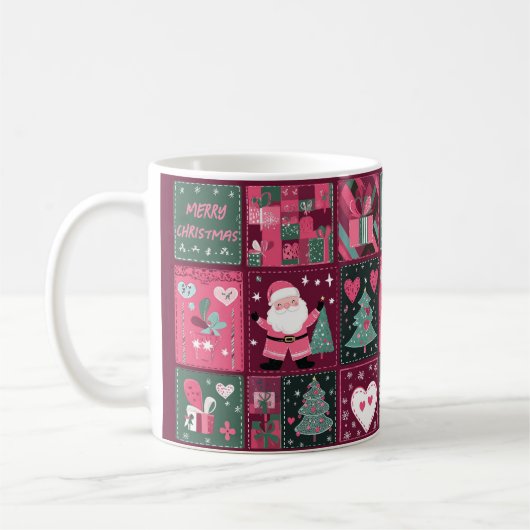 Weihnachtsthema Lila und rosa Frohe Weihnachten Kaffeetasse (Links)