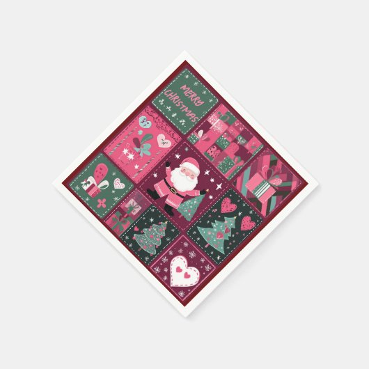 Weihnachtsthema Lila und rosa Frohe Weihnachten Serviette (Ecke)