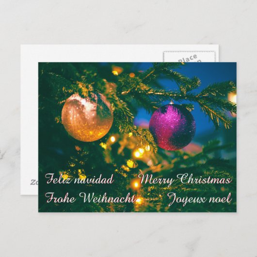 Weihnachtsthema mit 2 Weihnachtsballen... Postkarte (Vorne/Hinten)