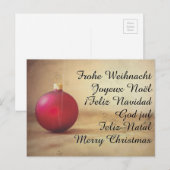 Weihnachtsthema mit Weihnachtsball Feiertagspostkarte (Vorne/Hinten)
