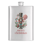 Weihnachtsthema Nutcracker Candy Cane Custom Text Flachmann (Vorderseite)
