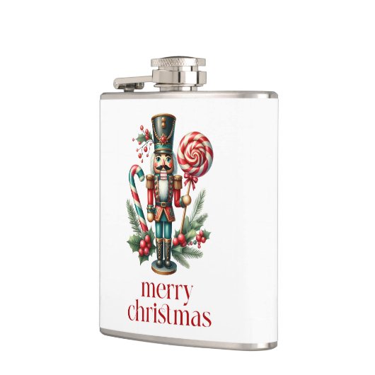 Weihnachtsthema Nutcracker Candy Cane Custom Text Flachmann (Links)