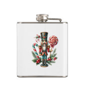 Weihnachtsthema Nutcracker Candy Cane Custom Text Flachmann (Rückseite)