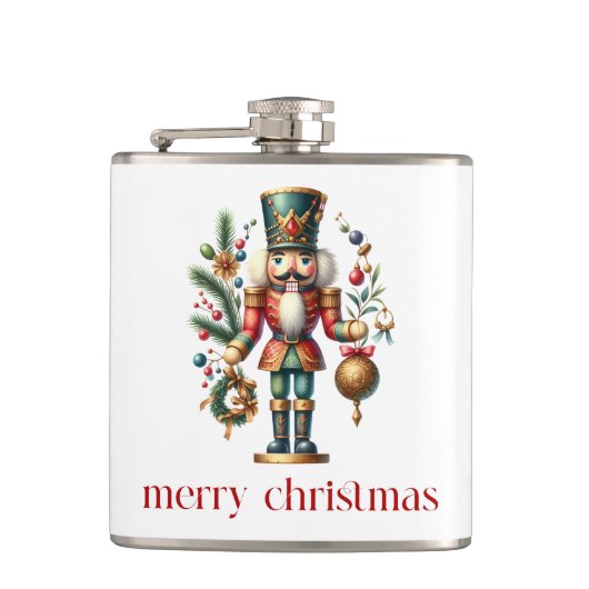 Weihnachtsthema Nutcracker Flachmann (Vorderseite)