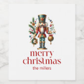 Weihnachtsthema Nutcracker Red Retro Typografie Weinetikett (Einzelnes Label)