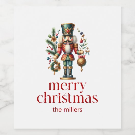 Weihnachtsthema Nutcracker Red Retro Typografie Weinetikett (Einzelnes Label)