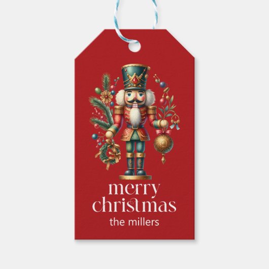 Weihnachtsthema Nutcracker Retro Typografie Geschenkanhänger (Vorderseite)