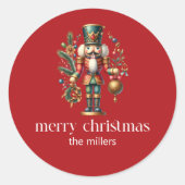 Weihnachtsthema Nutcracker Retro Typografie Runder Aufkleber (Vorderseite)