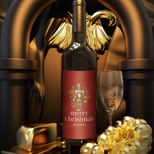 Weihnachtsthema Nutcracker Retro Typografie Weinetikett