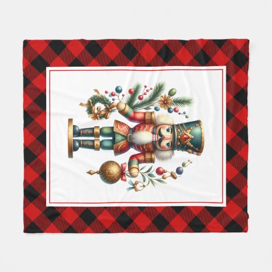 Weihnachtsthema Nutcracker Tartan Fleecedecke (Vorderseite (Horizontal))