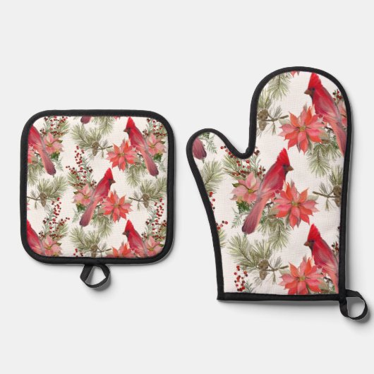Weihnachtsthema Pothalter Ofenhandschuh & Topflappen-Set (Vorderseite)