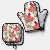 Weihnachtsthema Pothalter Ofenhandschuh & Topflappen-Set (Vorderseite/Rückseite)