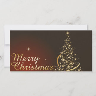 Weihnachtsthema Rot mit goldenem Weihnachtsbaum Dankeskarte