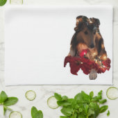 Weihnachtsthema Sheltie Geschirrtuch (Gefaltet)