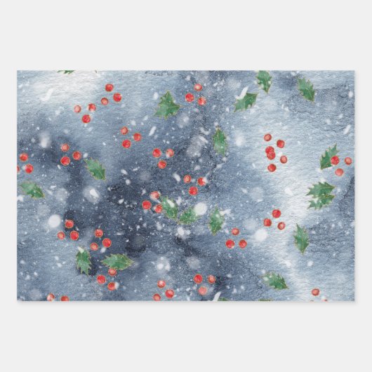 Weihnachtsthema Wasserfarbe Geschenkpapier Set (Vorderseite 3)