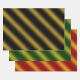 Weihnachtsthema Wavy Gold & Black, Green, Red Geschenkpapier Set