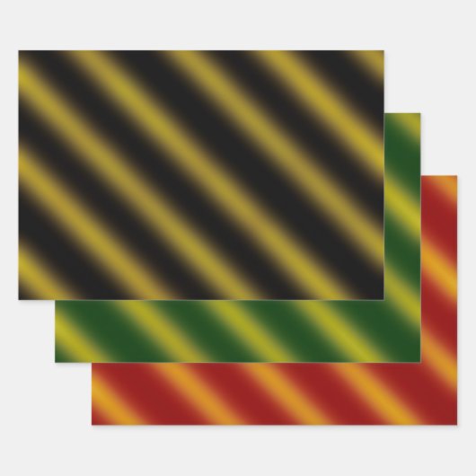 Weihnachtsthema Wavy Gold & Black, Green, Red Geschenkpapier Set (Set)