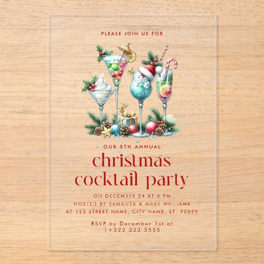 Weihnachtsthema Weihnachtscocktail Party Danke Acryleinladungen (Vorderseite)