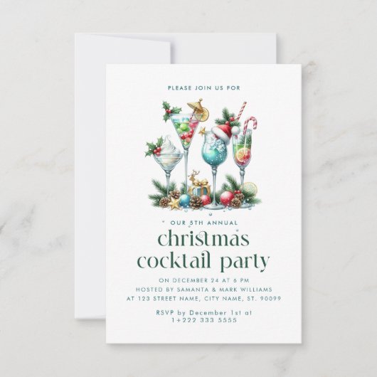 Weihnachtsthema Weihnachtscocktail Party Dankeskarte (Vorderseite)