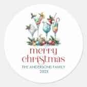 Weihnachtsthema Weihnachtscocktail Party Runder Aufkleber (Vorderseite)