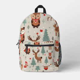 Weihnachtsthema Woodland Muster Bedruckter Rucksack
