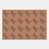 Weihnachtstiche und Zweige Rosa Muster Geschenkpapier Set (Vorderseite 3)