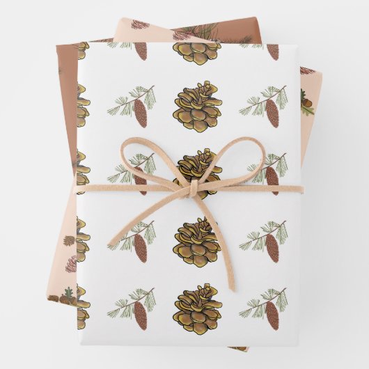 Weihnachtstiche und Zweige Rosa Muster Geschenkpapier Set (Beispiel)