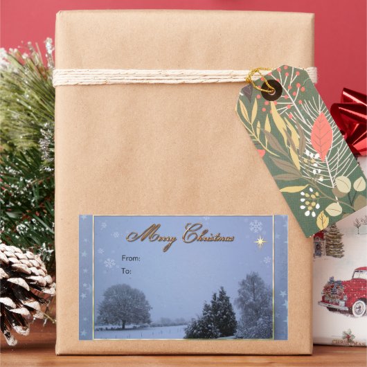 Weihnachtsticker im Winter Rechteckiger Aufkleber (Feiertag)