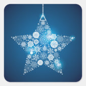 Weihnachtsticker-Snowflakes Star Quadratischer Aufkleber (Vorderseite)
