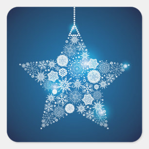 Weihnachtsticker-Snowflakes Star Quadratischer Aufkleber