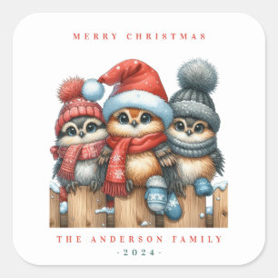 Weihnachtstickersticker Quadratischer Aufkleber