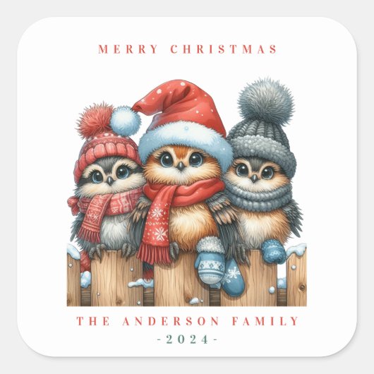 Weihnachtstickersticker Quadratischer Aufkleber (Vorderseite)