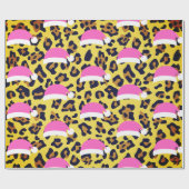 Weihnachtstierdruck mit rosa Weihnachtsmannmützen Geschenkpapier (Flach)