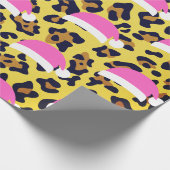 Weihnachtstierdruck mit rosa Weihnachtsmannmützen Geschenkpapier (Ecke)