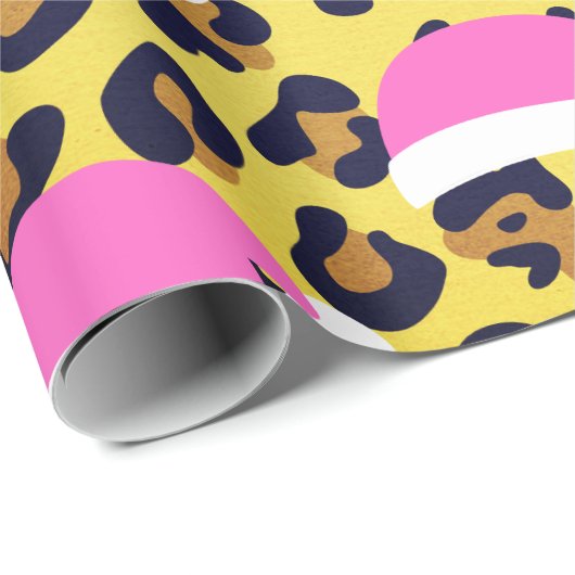 Weihnachtstierdruck mit rosa Weihnachtsmannmützen Geschenkpapier (Rolleneckpunkt)