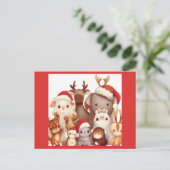 Weihnachtstiere 3 feiertagspostkarte (Stehend Vorderseite)