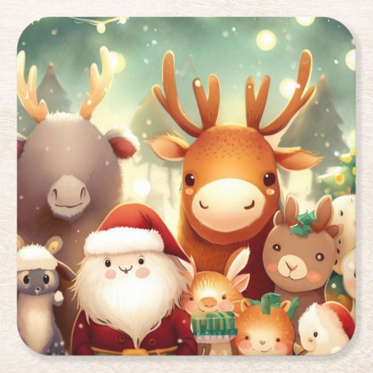 Weihnachtstiere 8 rechteckiger pappuntersetzer (Vorderseite)
