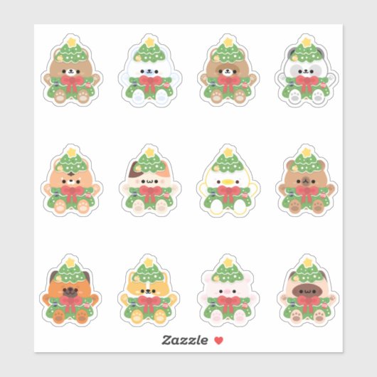 Weihnachtstiere Aufkleber (Blatt)