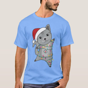 Weihnachtstiere der Katze Lichter mit T-Shirt