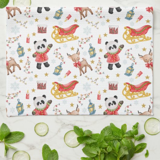 Weihnachtstiere Geschirrtuch (Gefaltet)