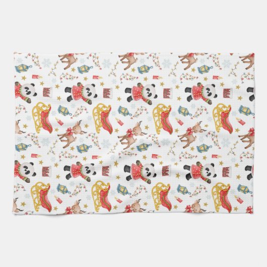 Weihnachtstiere Geschirrtuch (Horizontal)