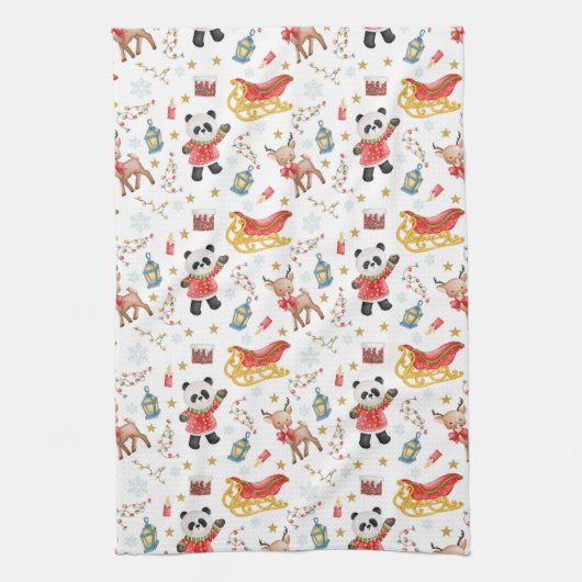 Weihnachtstiere Geschirrtuch (Vertikal)