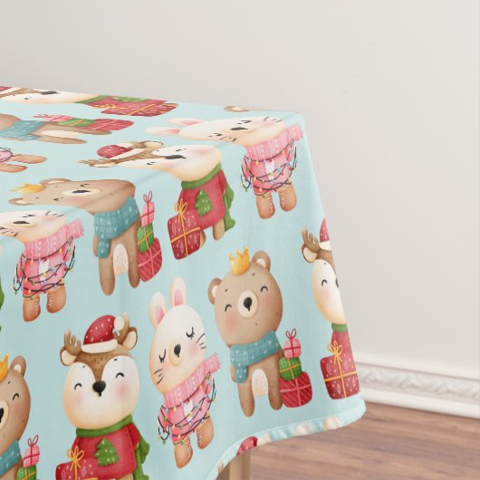 Weihnachtstiere im Fest Outfits Muster Tischdecke (Beispiel)
