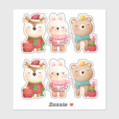 Weihnachtstiere in festlichen Outfits Aufkleber (Blatt)